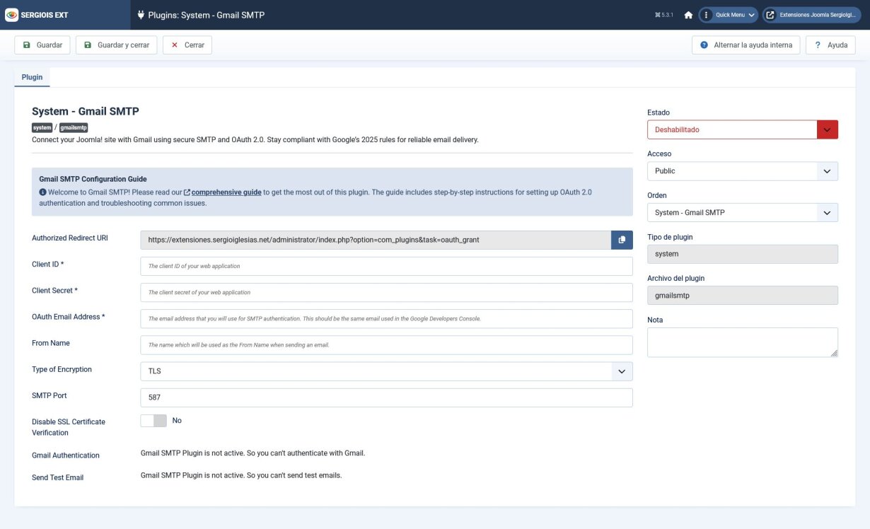 gmail smtp joomla