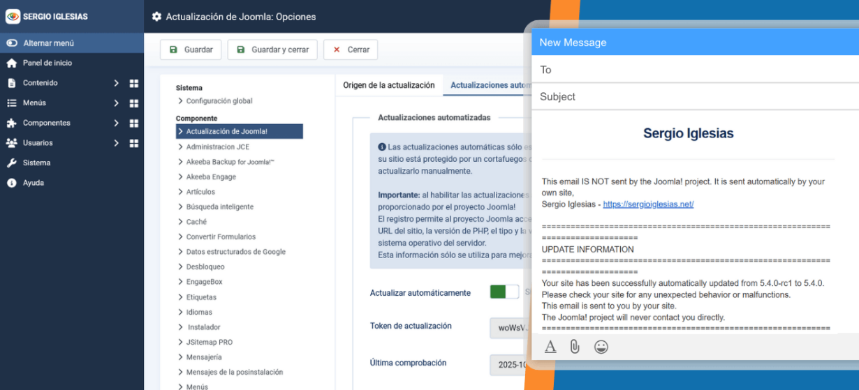 actualizar automaticamente joomla 5