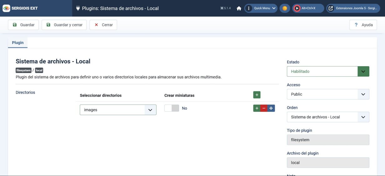 parametros configuracion plugin archivos